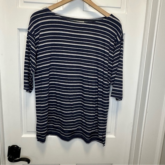 Eileen Fisher Tops - Eileen‎ Fisher Small Oversized Navy and White Striped 3/4 Sleeve Top